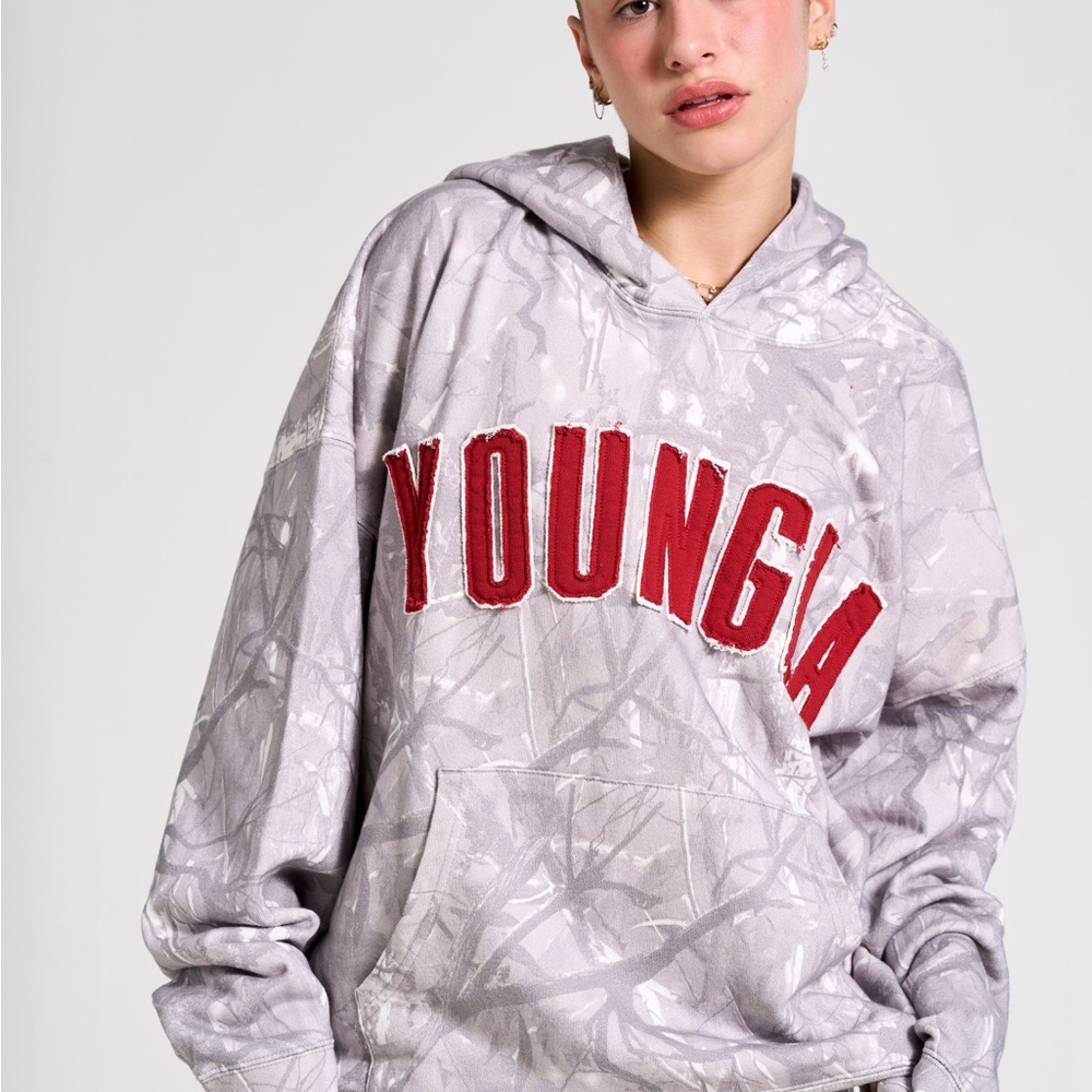 YoungLA Gray and Red Men's Hoodie